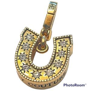 Juicy Couture  Good Luck Horseshoe Rhinestone Crystal Gold Bracelet Bag Charm